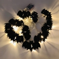Halloween LED string lights featuring black bats with warm glow and battery box - Bat-Warm White