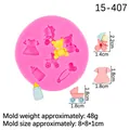 Roze siliconen vorm met beer, kinderwagen en fles inclusief duidelijke afmetingen - 3# (Jurk/Teddybeer) / Roze