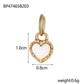 Macro view of a gold heart pendant with white inlay showing dimensions 1.0cm x 0.8cm - Gold Base White Heart Pendant