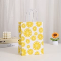 Kraft paper shopping bag with vibrant lemon print and sturdy twisted white handles - 410-3/Whole Lemon with Leaves
