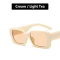 Retro-Sonnenbrille mit dickem beige Rahmen und hellbraun getönten Gläsern für Mode - Beige Heller Tee