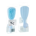 Ergonomic light blue silicone scalp massage brush with thick cone-shaped cleaning bristles - PVC Box / Lake Blue