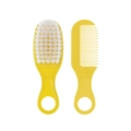 Soft yellow 2-piece baby hair brush and comb set for newborns with massage bristles - Yellow Comb and Brush Set