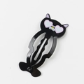 Cute black cat metal hair clip with pink heart glasses for kids and girls - Black Heart Leopard