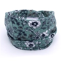 Bohemian stretch sport headband with dark green floral pattern and wide knot design - 117