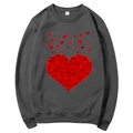 Dark grey crewneck sweatshirt with large red heart print pattern in size M - Dark Grey Slogan