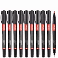 Lot de 10 marqueurs permanents noirs à double pointe, pointe fine et ronde - Rouge