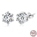 Classic S925 sterling silver stud earrings featuring round brilliant cut cubic zirconia - Regular Back / 0.5*0.5cm / Silver