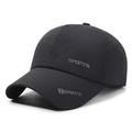 Quick-dry black sports baseball cap with N SPORTS logo at 45-degree angle - Adjustable / Black