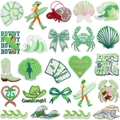 Coastal cowgirl embroidery patch set featuring mint green surfboards and shells - Assorted Collection