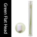 Nano toothbrush with green handle and flat-head soft bristles in a portable clear tube - Flat Head Tube / Green
