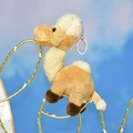 Soft beige camel plush keychain pendant with fluffy mane and a sturdy metal ring - Height 15cm / Light Yellow