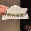 Olive green marquise floral bracelet with zircon accents on a silver-tone base - 42# Bracelet - Silver - Green