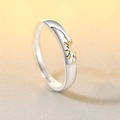 Verstellbarer Sonnenblumenring aus Silber mit Goldakzenten für Paare im Minimal-Design - Herrenmodell - Sonnenblume/Sonnemuster