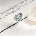 Exquisite silver heart stud earring with mint green zircon and small cross detail - Cross Heart (A703-1#) / Single Piece