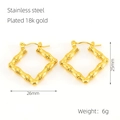 Vintage 18k gold plated stainless steel square bamboo hoop earrings for women - Square Bamboo Style (ZX1260)