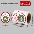 Roll of 120 Christmas reindeer wreath stickers, 5cm round seals for holiday card decor - LY-1012 (Reindeer Wreath)