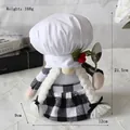 Poupée de gnome chef de Noël en tissu à carreaux noir et blanc avec toque de chef - Style Femme - Avec Tresses / 21.5x12x9cm