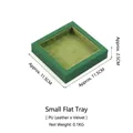Square dark green velvet jewelry tray with PU leather exterior for rings and earrings - Small Square Flat Tray