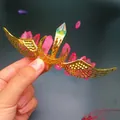 Pettine per capelli con ali dorate, cristalli rosa e luna per acconciatura da sposa - Cristallo Rosa + Ala Luna Dorata