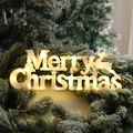 Lichtgevend Merry Christmas LED-bord met elandsilhouet op besneeuwde takken - Knoopcelmodel / Warm wit