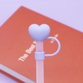 Purple heart-shaped silicone straw cover cap for 10mm tumbler straws in soft purple finish - Solid Purple Heart