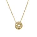 Golden 18k plated brass necklace with sparkling crystal double circle pendant - Letter O
