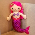 Pink plush mermaid doll with sparkling purple tail and golden starfish hair clip - 30 cm / Pink Mermaid