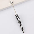 DIY beadable ballpoint pen featuring black and white leopard print and silver metal rod - 35# Pattern (Black White Leopard)