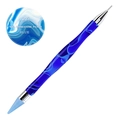 Blue marble acrylic dual-headed nail rhinestone picker with wax tip and metal point - 01# Blue
