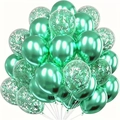 Metallic green and transparent confetti balloons bundle for birthday party decoration - Metallic Green and Green Strip Confetti Combination