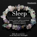 Detail of handmade natural multi-color irregular fluorite stones on elastic beaded bracelet - Fluorite