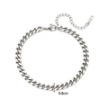 Silver finish 0.8cm Cuban link chain bracelet with K18 tag and lobster clasp - Steel Cuban Link Anklet 8mm