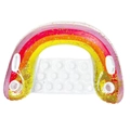 Inflatable rainbow water sprinkler with glitter sequins and white base for pool fun - Sparkle Rainbow U-Shaped Lounger