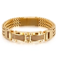 Pulsera para hombre de acero inoxidable dorado con cristal central y estilo de eslabones - 23CM / Dorado