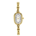 Elegant gold oval vintage bracelet watch with white dial and metal strap for women - Ip Gold Case White Surface Gold Strip