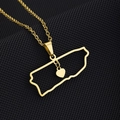 Collar con colgante del mapa de Puerto Rico dorado y corazón de acero inoxidable - Dorado