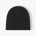 Classic deep black cable knit beanie with thick ribbed texture for winter warmth - One Size / Black