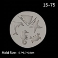 Runde Silikonform mit Seepferdchen und Delfin Motiven für DIY Fondant Bastelarbeiten - 5.7x5.7x0.9cm / Grau