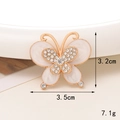 Macro shot of butterfly accessory with white crystals showing 3.5cm width and 3.2cm height - D232-Double Layer Cloud White Butterfly