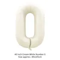 40-inch cream white number 0 foil balloon for birthday party decorations, size 89x105cm - 40 Inch Number 0 / Cream White