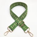 3.8cm green bohemian geometric jacquard wide strap with adjustable gold hardware - Green