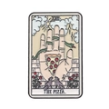 Creative Tarot Pizza enamel pin with mystical hand, snake and moon symbols on white background - Pizza Style (XZ8711)