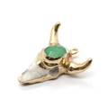 Bull skull pendant with green gemstone and gold plating for DIY jewelry making - No.7 (Green Gemstone)