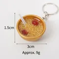 Miniature food keychain featuring red date millet porridge in a gold 3cm bowl - 3cm Gold Bowl-No.2 (Keychain)
