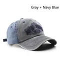 Gorra de béisbol vintage gris y azul marino con bordado New York para protección solar - Gris y Azul Marino