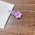 Handmade purple flower hair clip for women and kids on a dark wood background - 7# Purple Frangipani