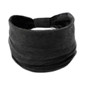 Dark gray bohemian style wide sports headband in stretch cotton fabric for women - Deep Heather Grey