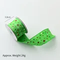Polka dot green ribbon for Christmas DIY bows with 3.8cm width and satin finish - 3.8cm Green Polka Dot / 6 Yards