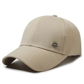 Herren Baseballkappe in Khaki mit gebogener Krempe und SPORT-Metallabzeichen - Verstellbar / Khaki